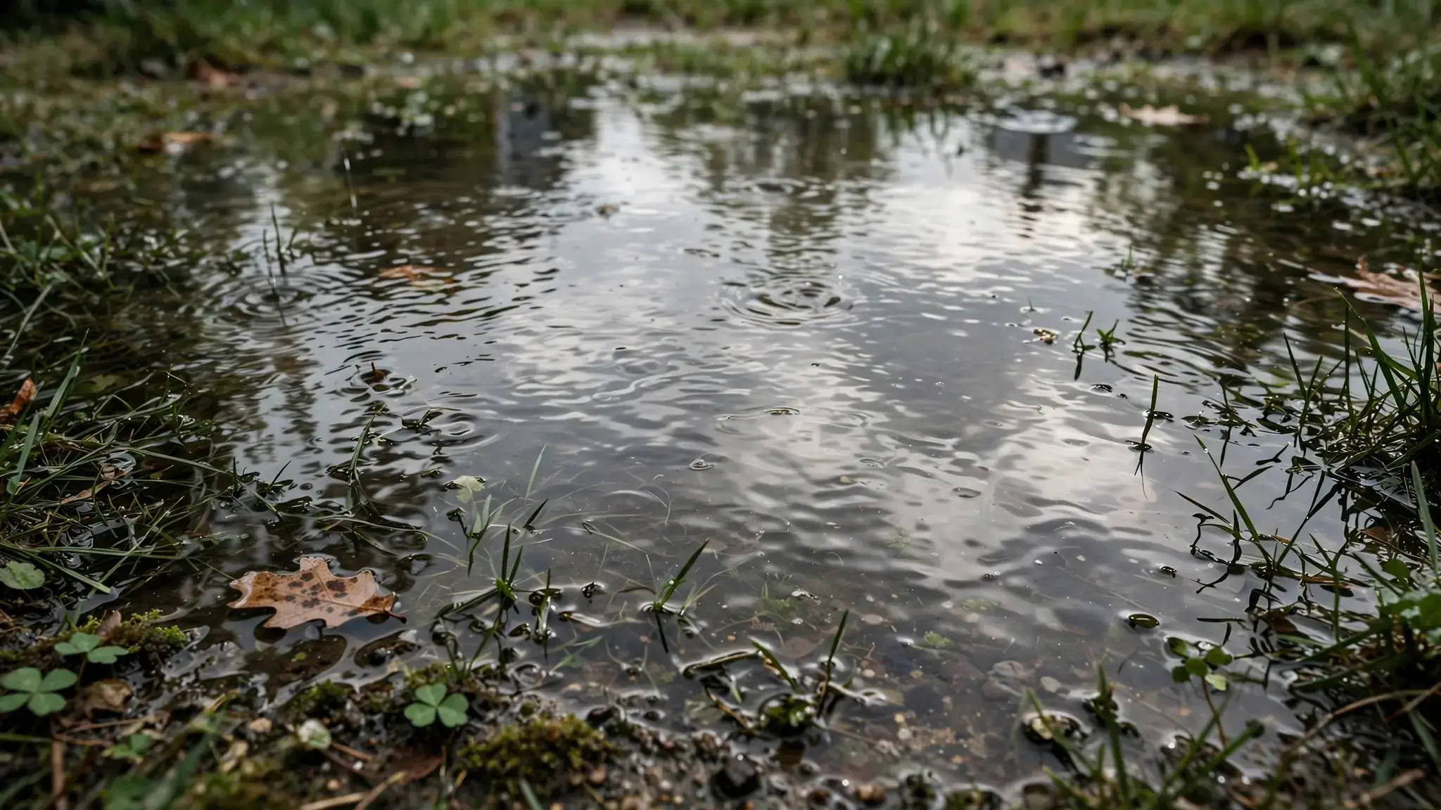 Standing Water In The Yard After Rain